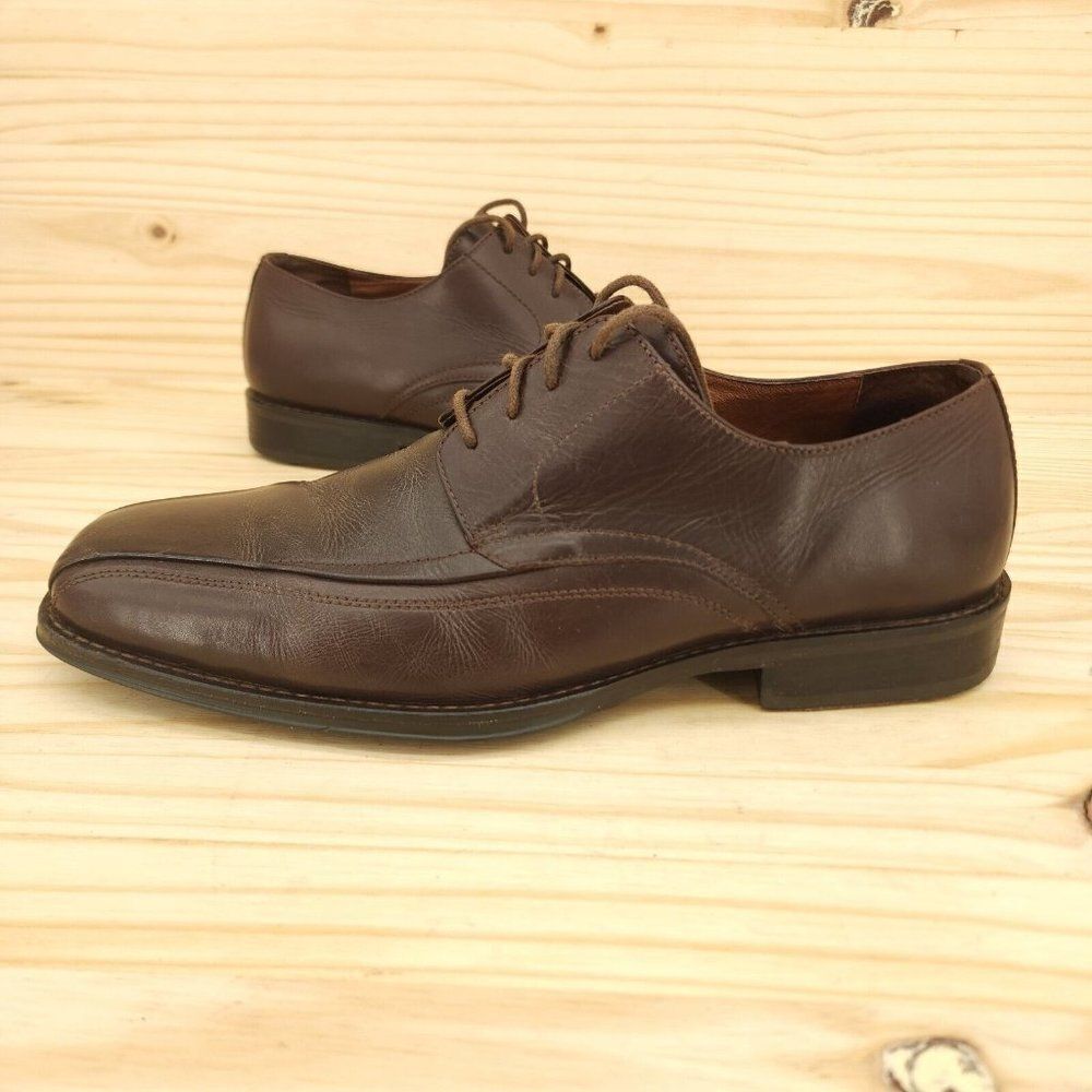 Johnston Murphy Oxfords Sz 10 Brown Leather Comfort Work Dress Shoes Bicycle Toe
